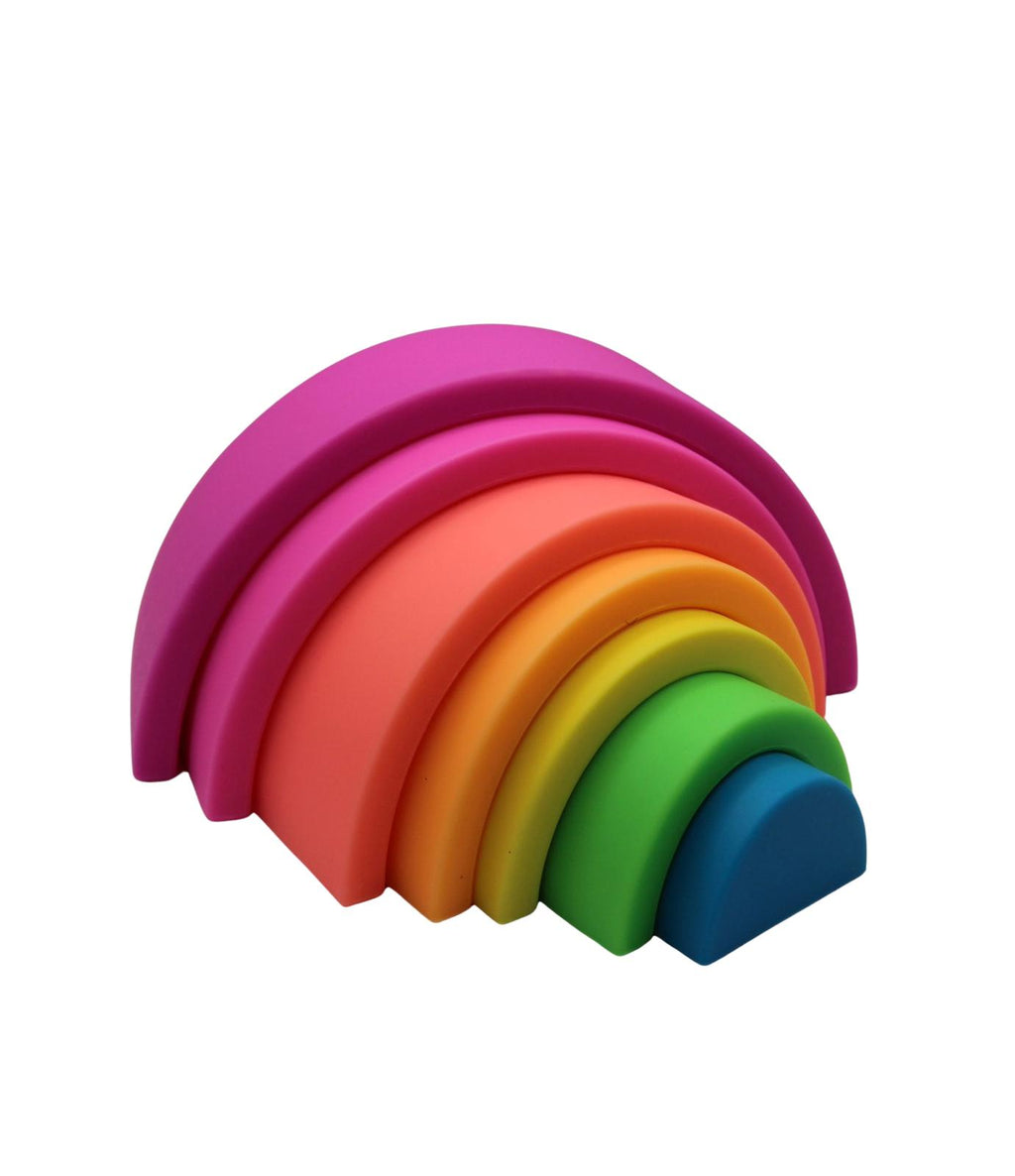Jouet d'éveil Montessori : Arc en ciel empilable Fluo