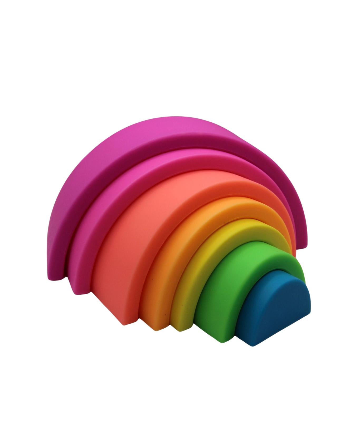 Jouet d'éveil Montessori : Arc en ciel empilable Fluo
